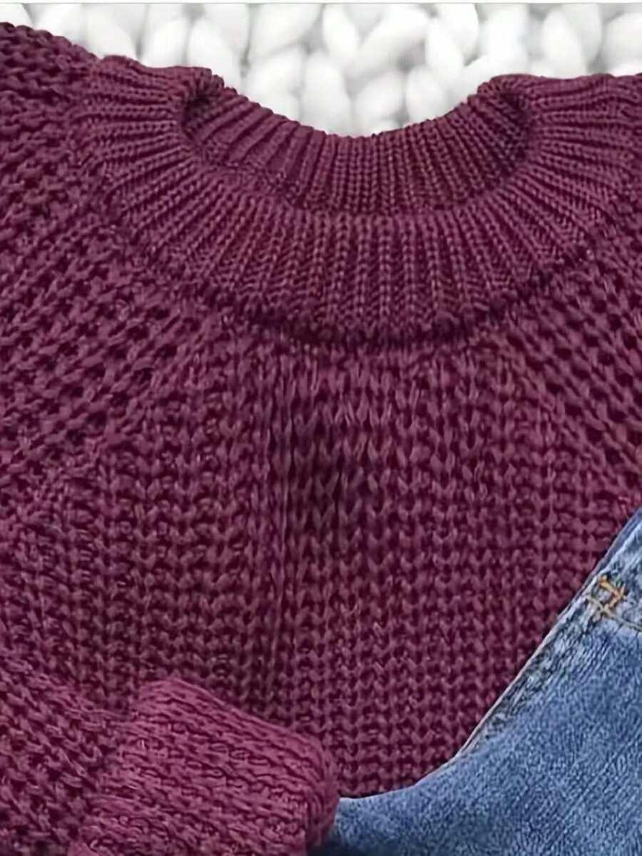 burgundowy sweter okrągły dekolt