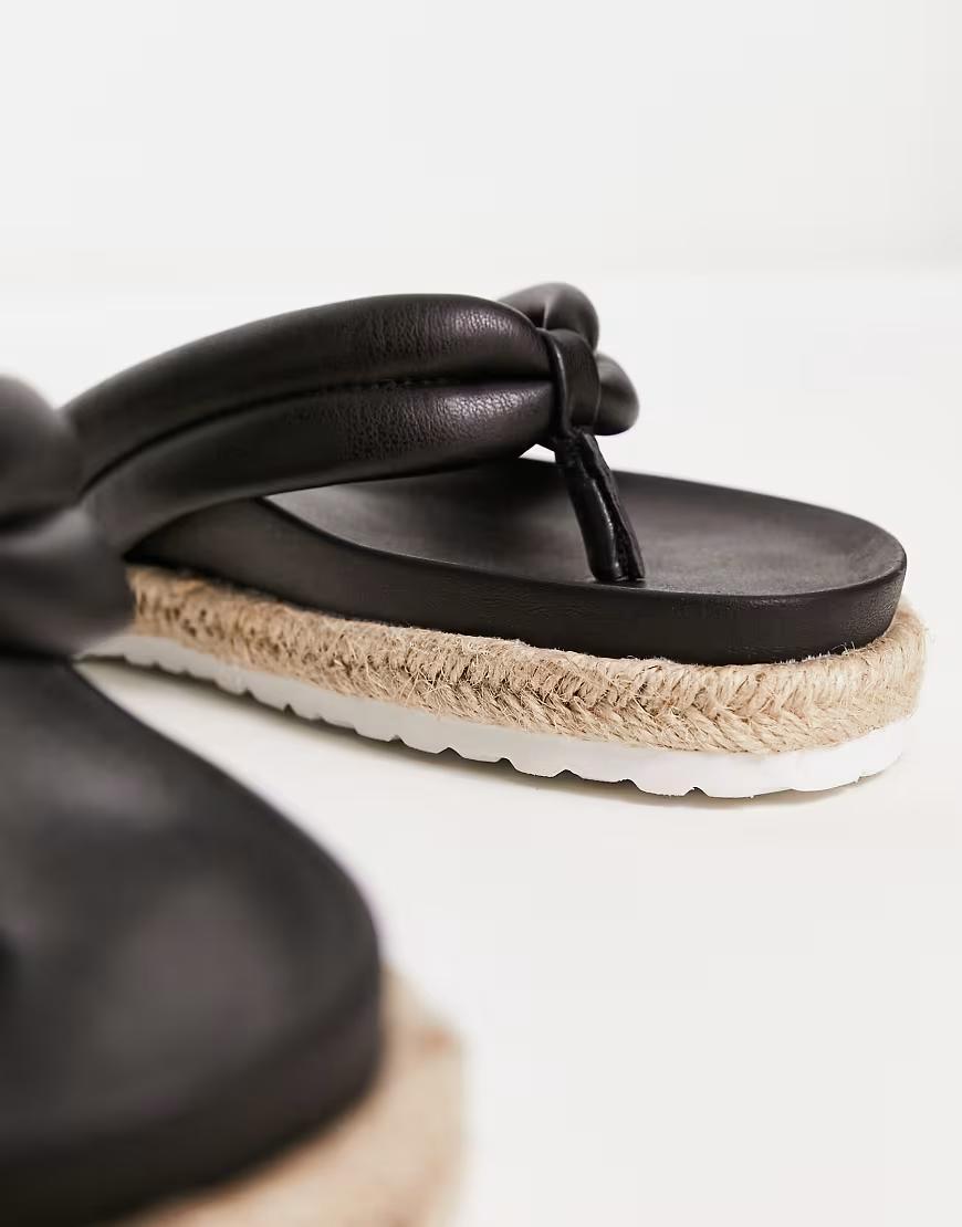 CZARNE KLAPKI JAPONKI ESPADRYLE IMITACJA SKÓRY