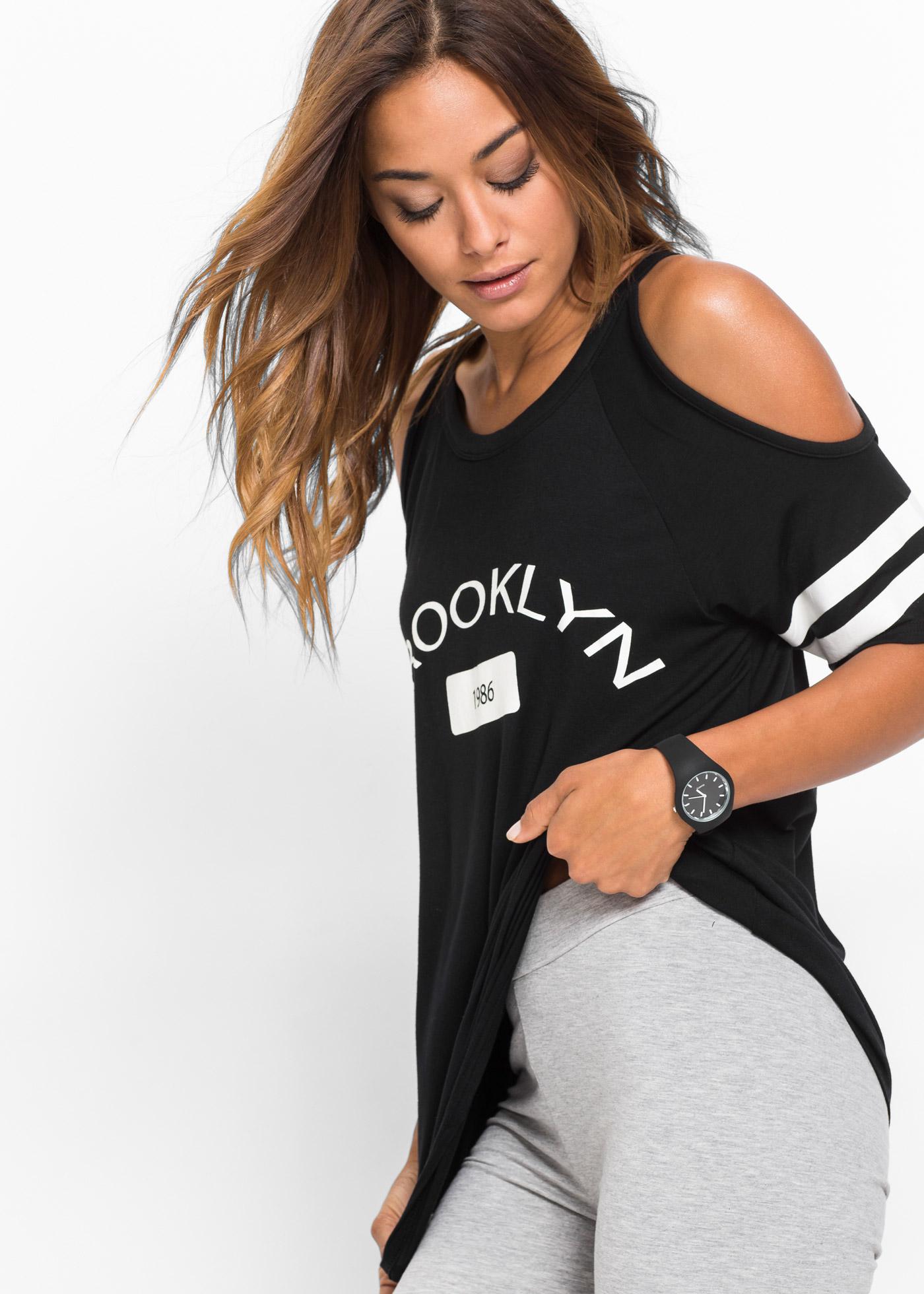 czarna bluzka napis brooklyn