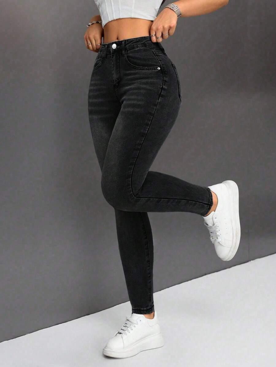 CZARNE SPODNIE JEANS RURKI