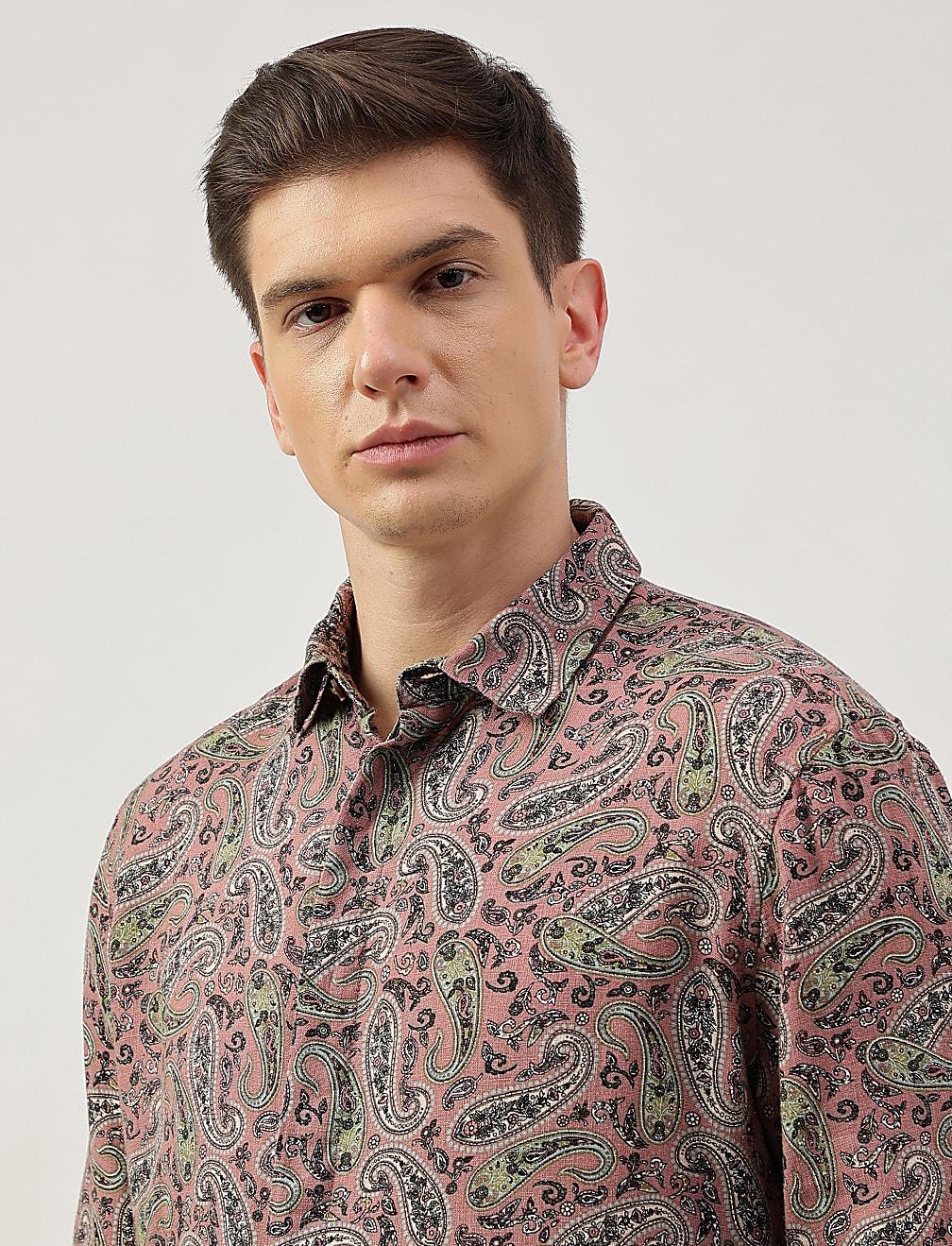 lniana koszula print T25-1023K-MV