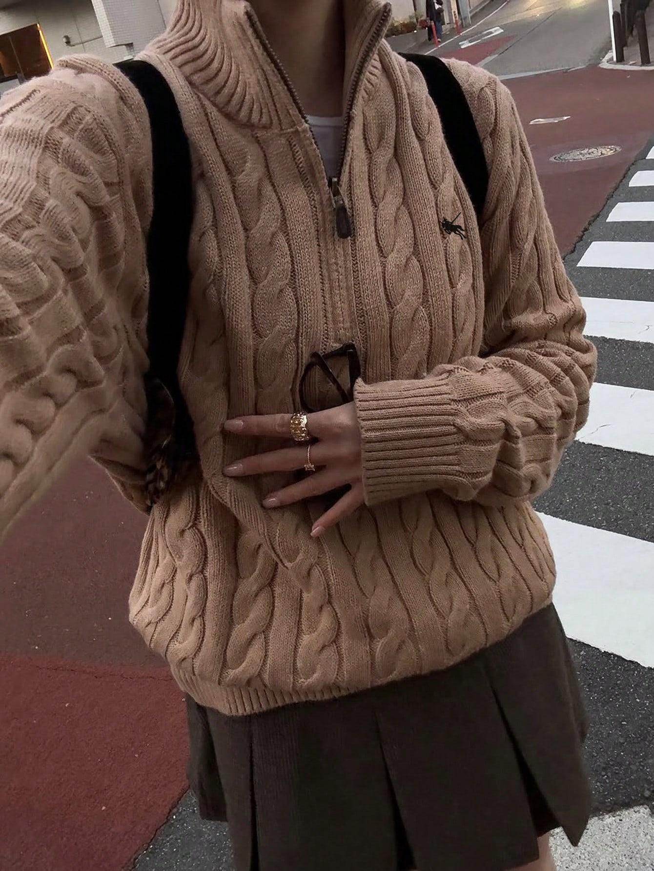 SWETER DAMSKI BRĄZOWY