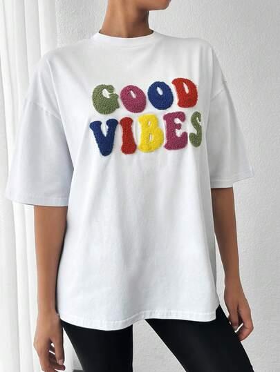 biały t-shirt napis