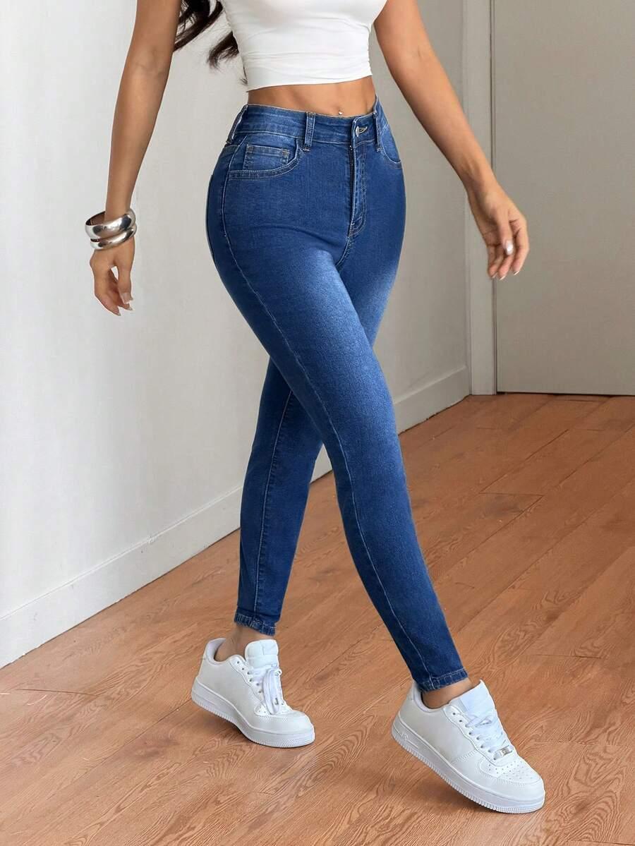 GRANATOWE SPODNIE JEANS