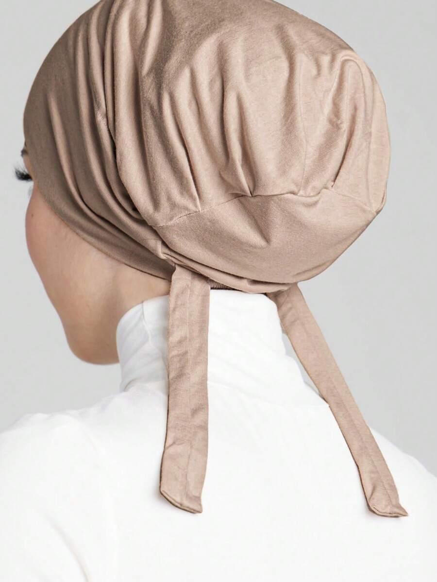 beżowy turban na głowę