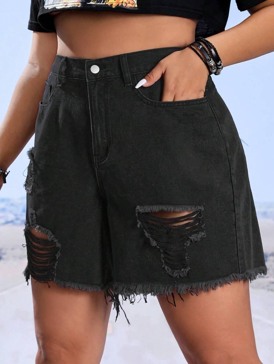 CZARNE SPODENKI JEANS