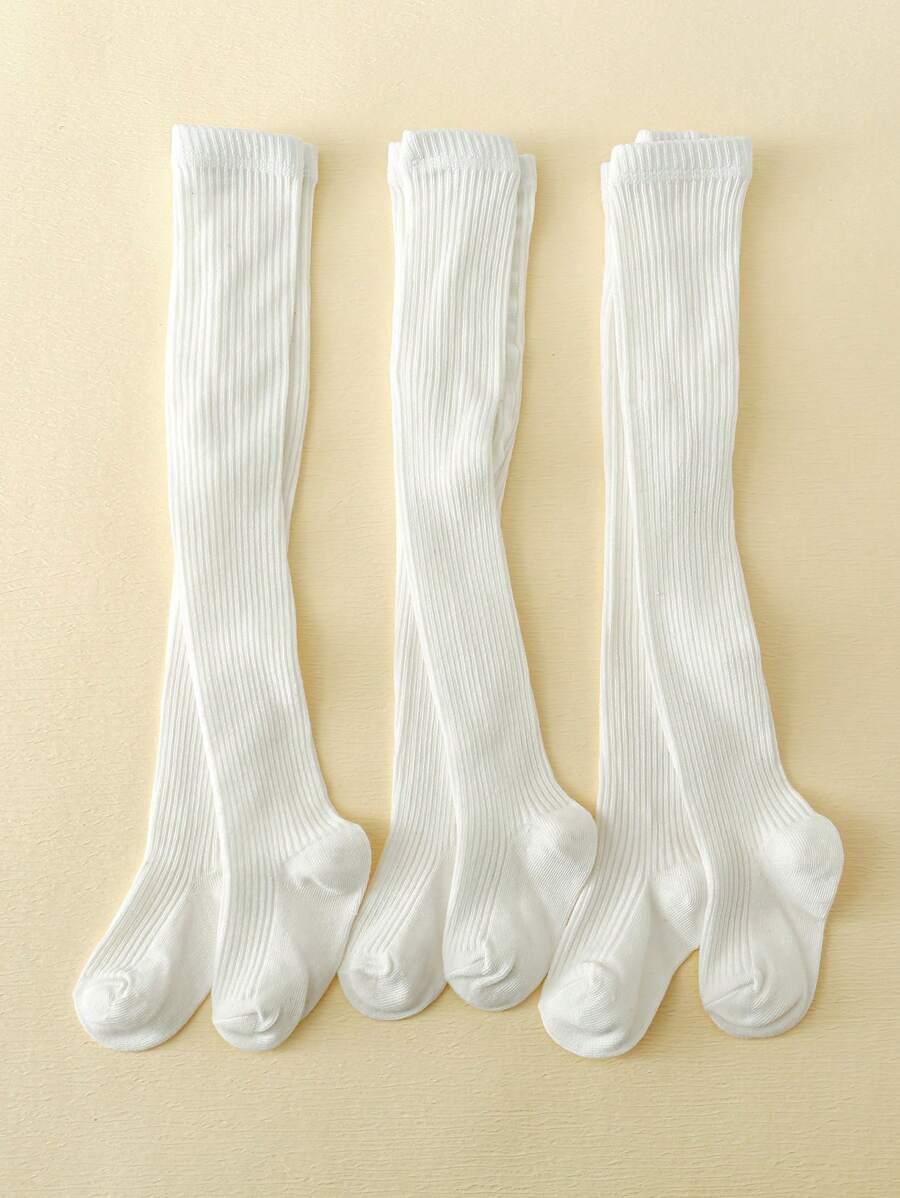 białe rajstopy prążki 3-pack