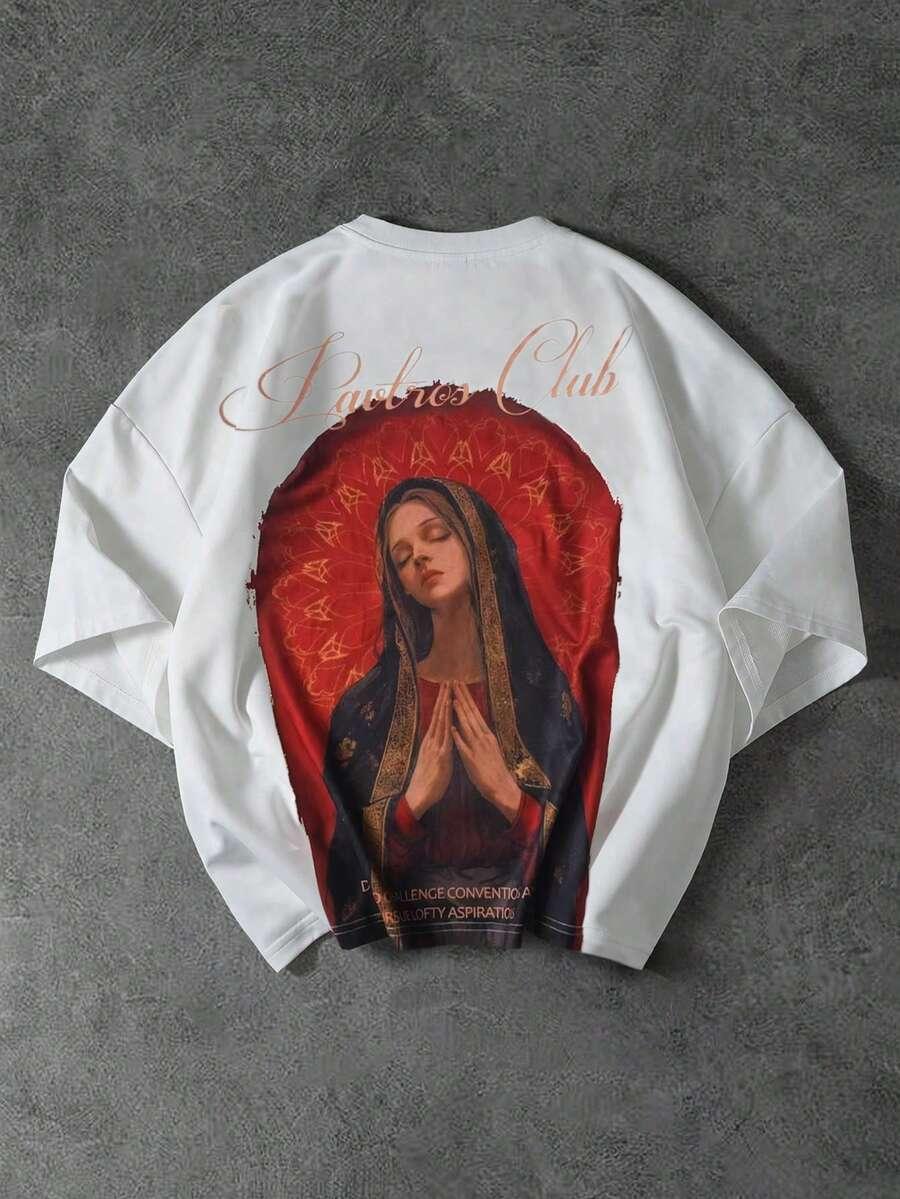 biały t-shirt wzór