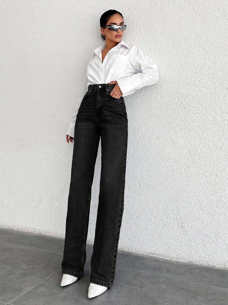 czarne spodnie jeans 
