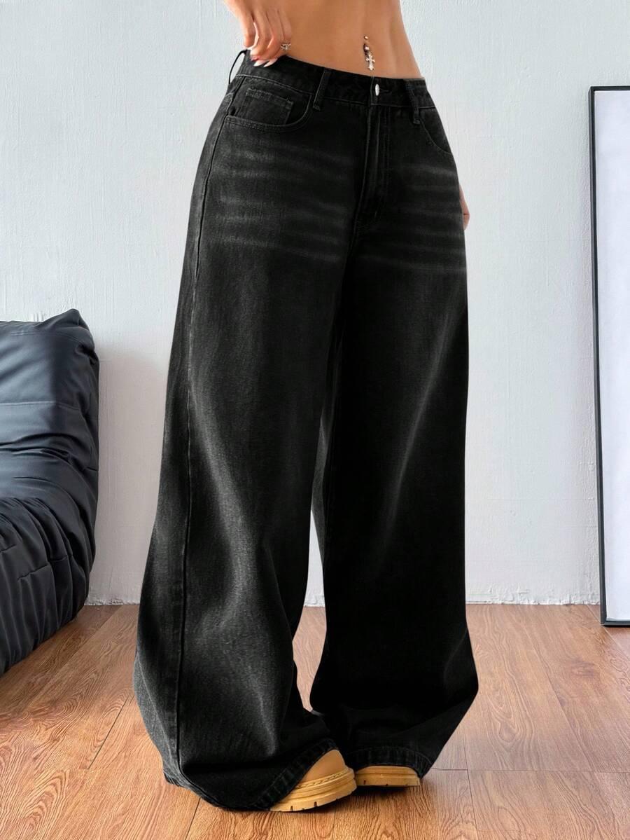 CZARNE SPODNIE JEANS