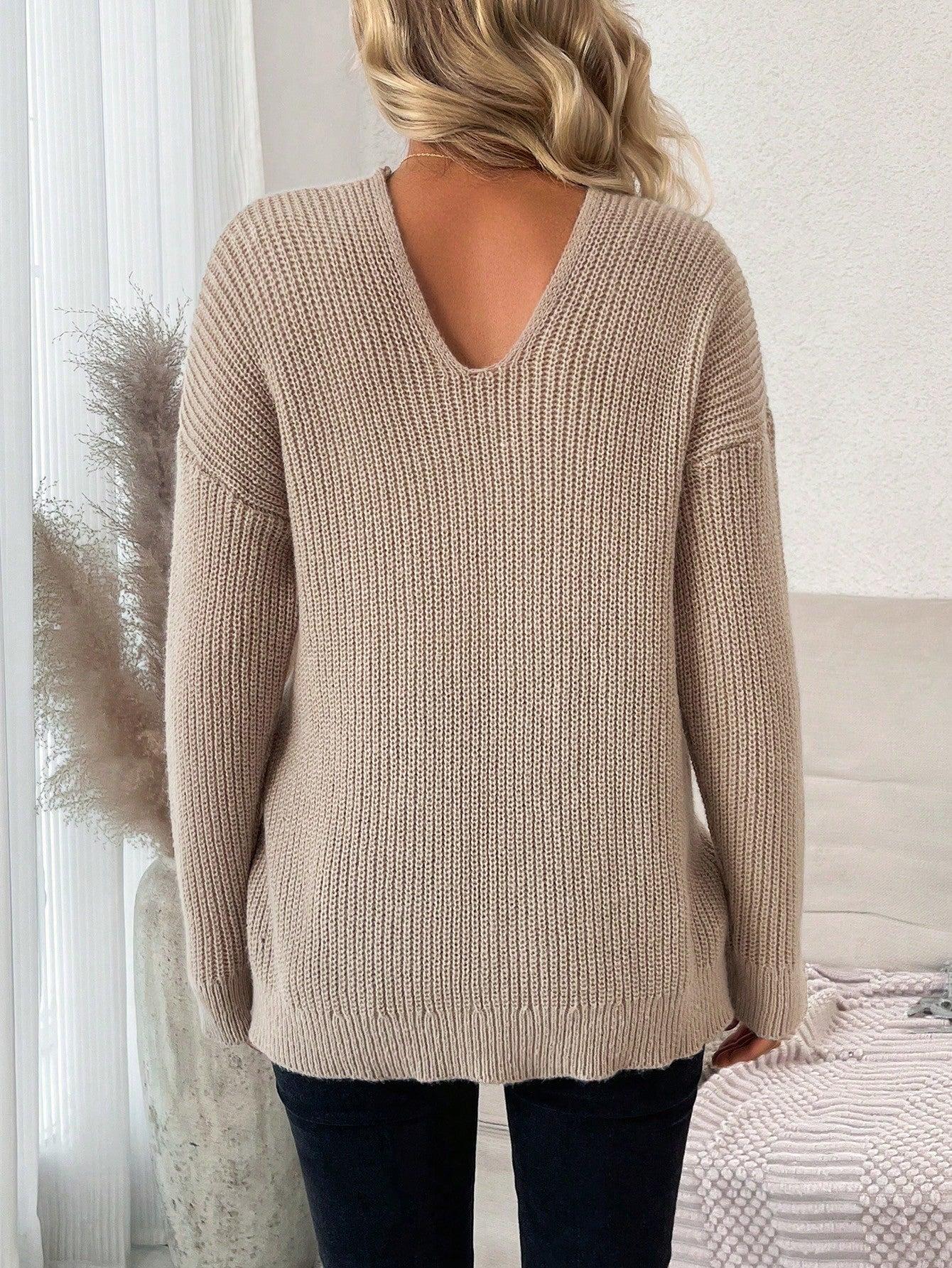 klasyczny ciążowy sweter v-neck dzianina długi rękaw