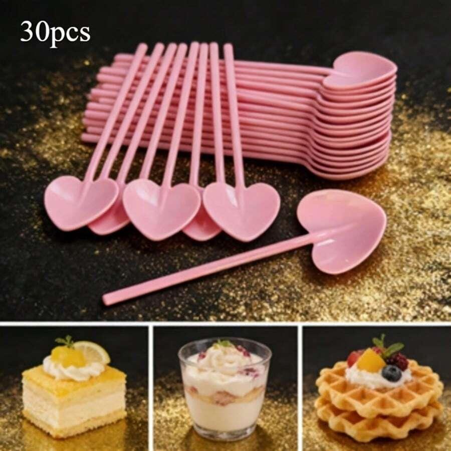 różowa łyżeczka serce 100-pack