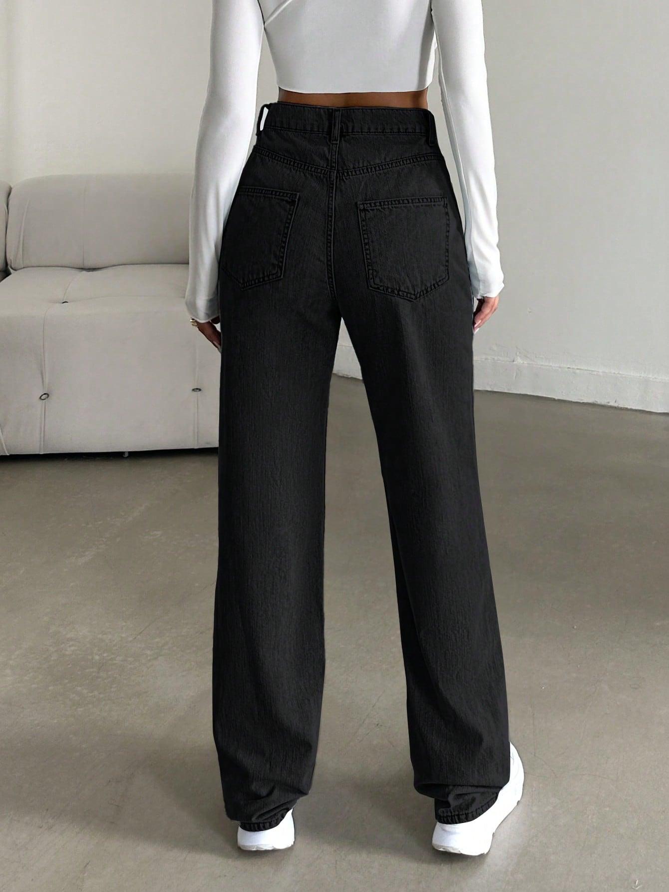 CZARNE SPODNIE JEANS