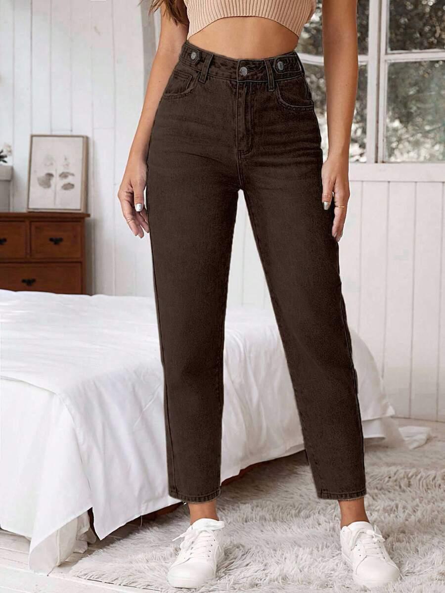 BRĄZOWE SPODNIE JEANS