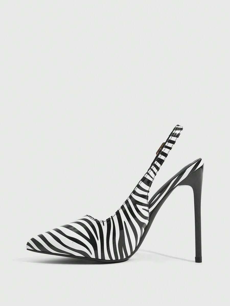 czółenka zebra print szpic