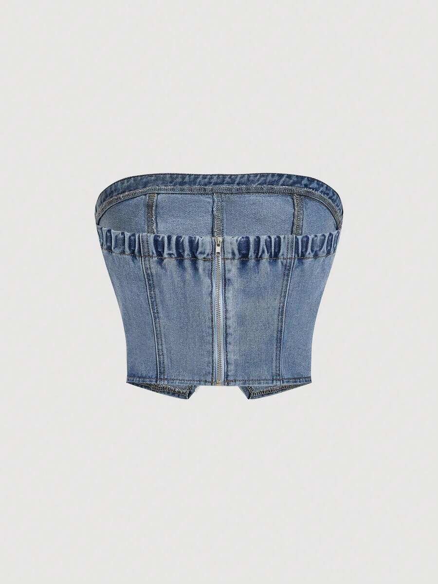 spodnie top komplet jeansowy