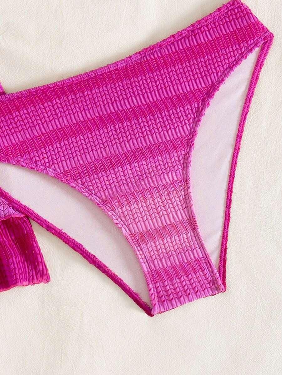 różowy komplet bikini spódnica