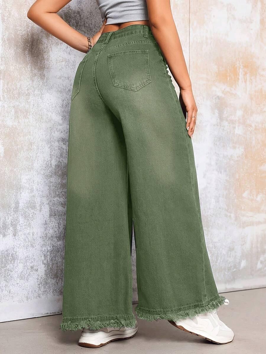 zielone spodnie jeans