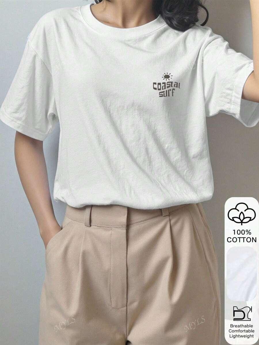 T-SHIRT BAWEŁNIANY Z NADRUKIEM