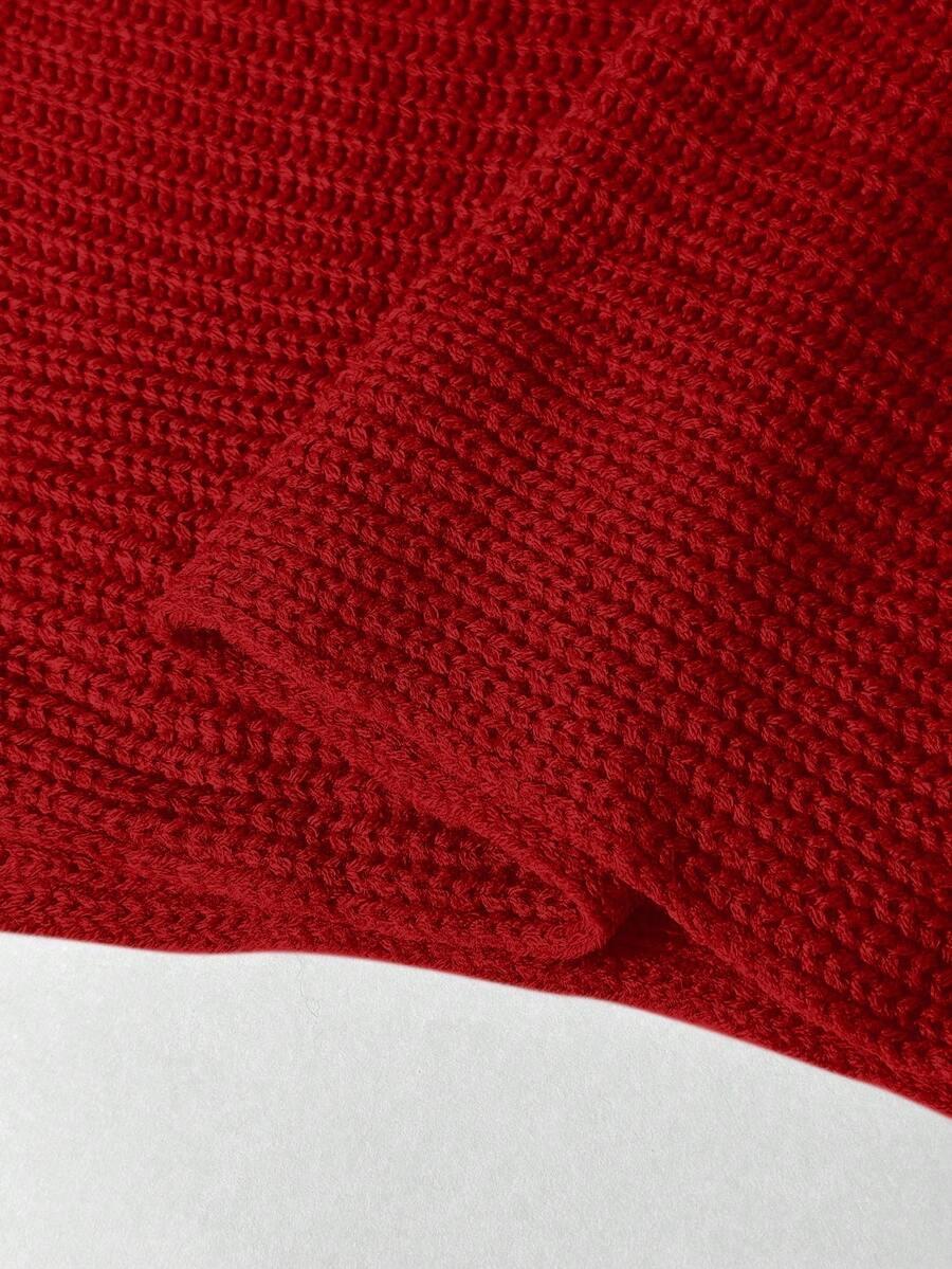 CZERWONY SWETER V-NECK