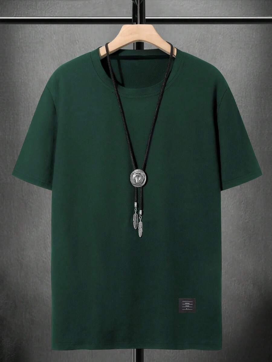 zielony t-shirt okrągły dekolt
