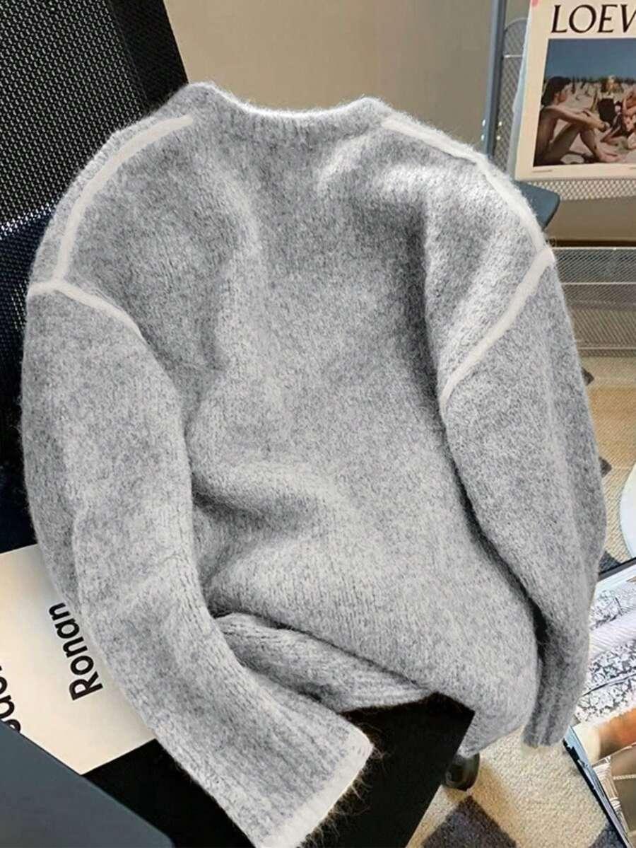 SWETER KLASYCZNY W KOLORZE SZARYM