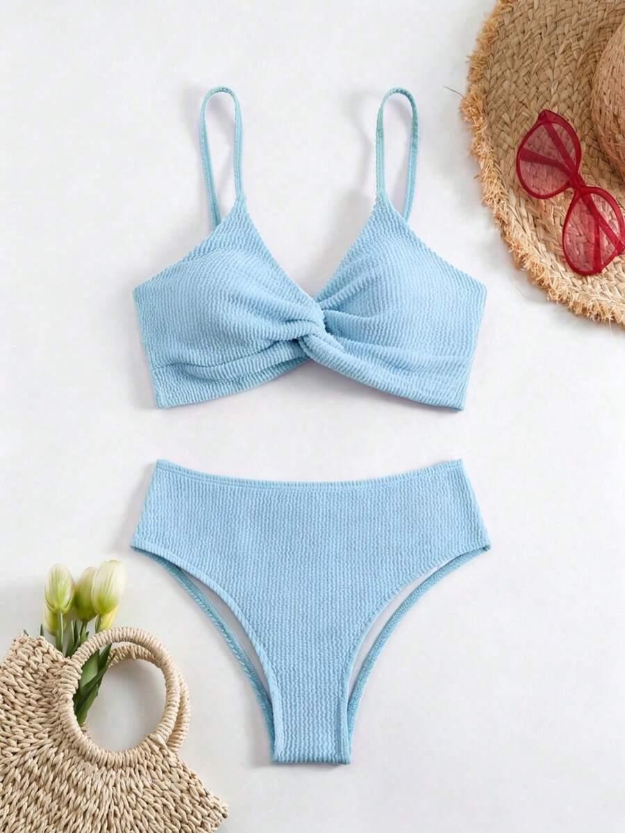 biały komplet bikini struktura