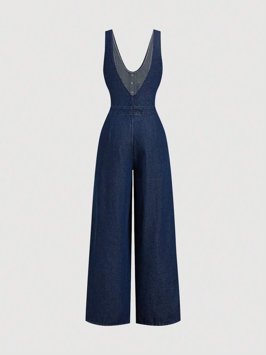 KOMBINEZON JEANS V-NECK