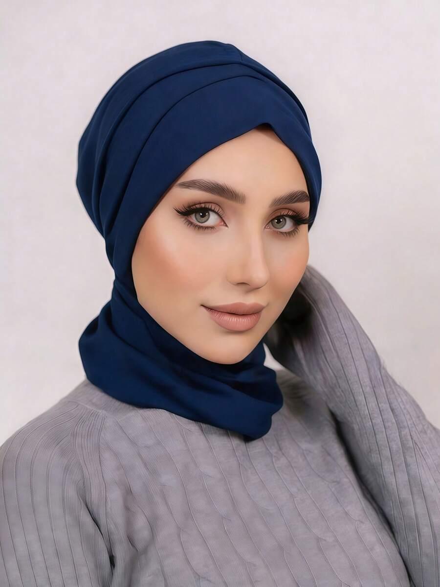 granatowy turban na głowę