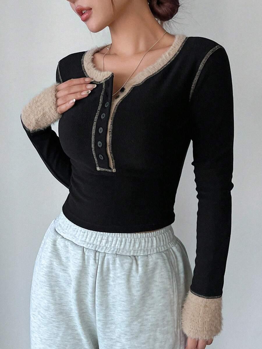 czarna bluzka guziki