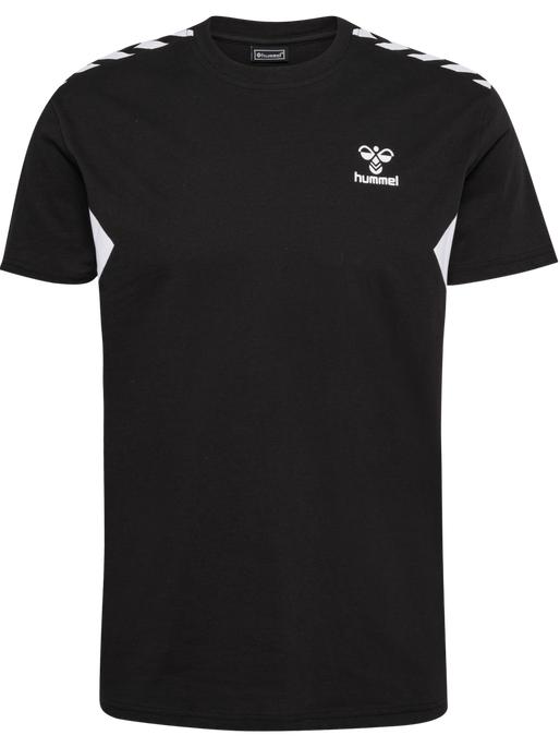 CZARNY T-SHIRT WSTAWKI KONTRAST LOGO