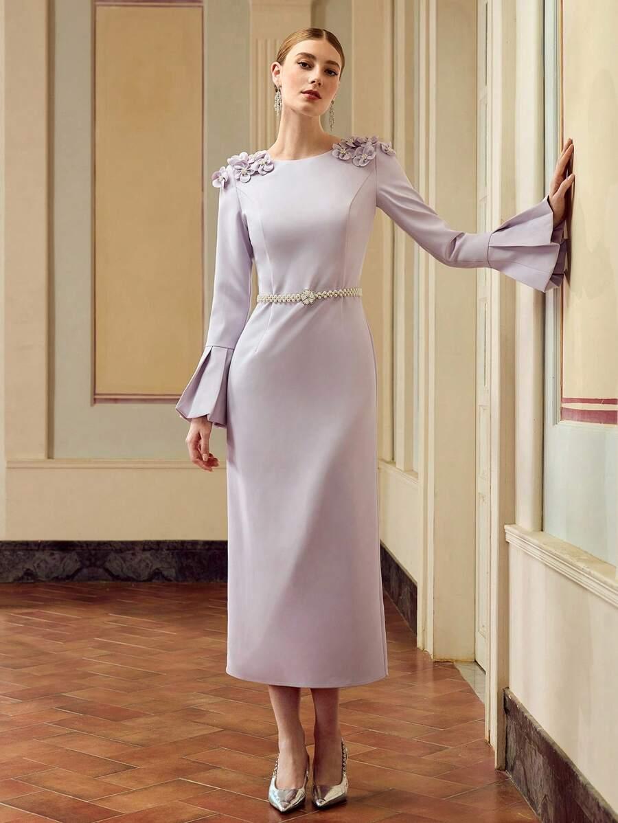 ELEGANCKA SUKIENKA MIDI DEKOLT PROSTY FASON 