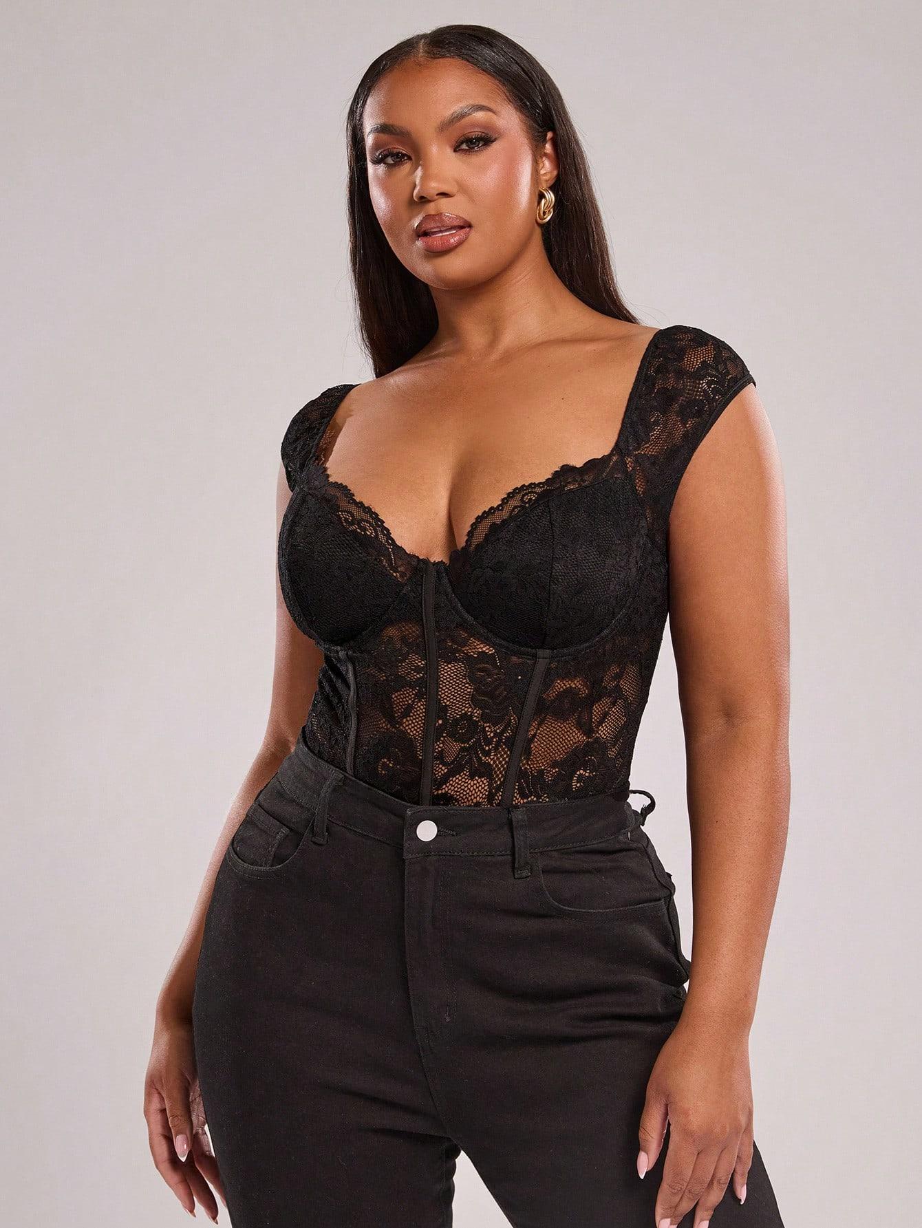 CZARNE KORONKOWE BODY