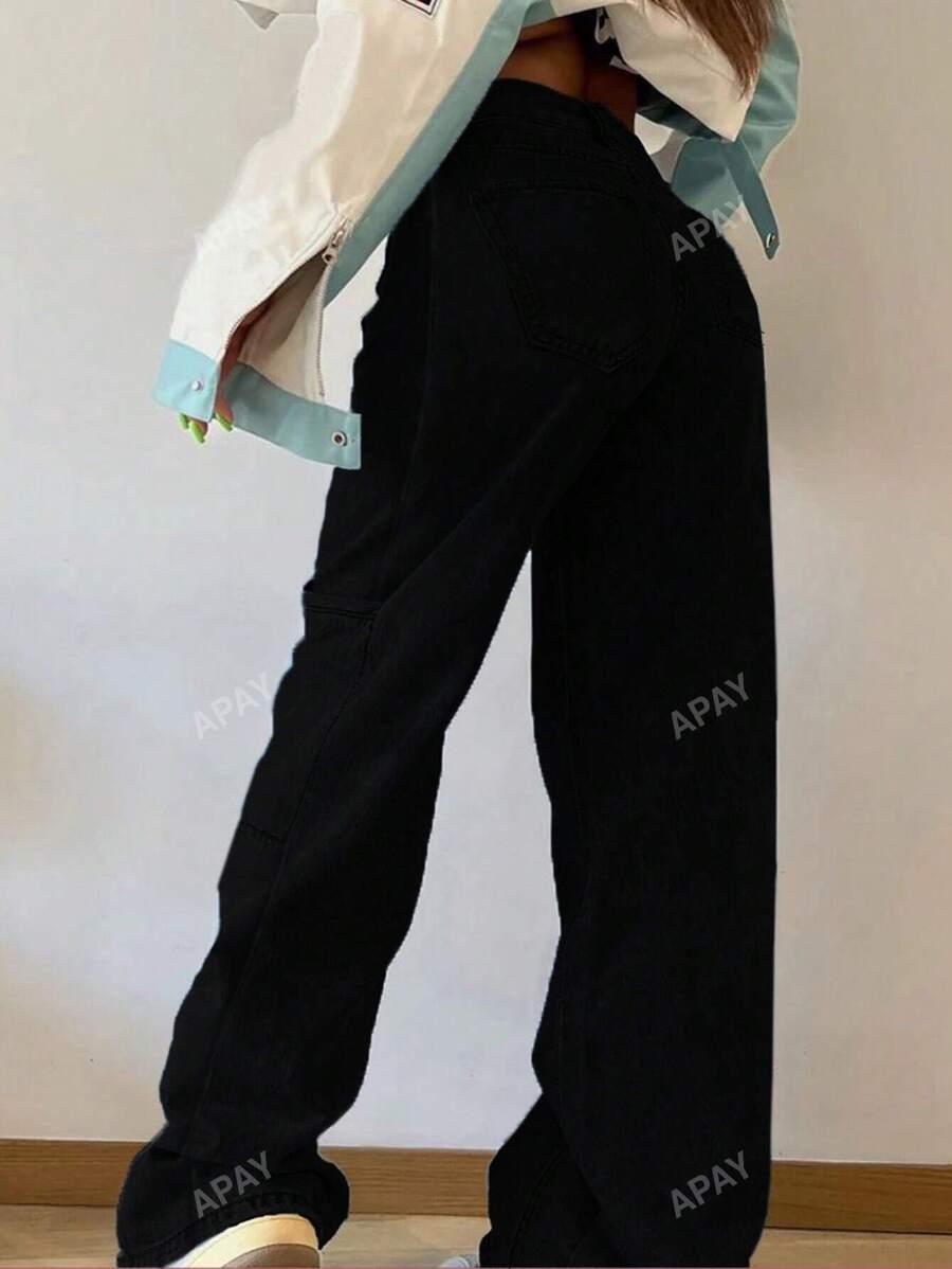 CZARNE SPODNIE JEANS BOYFRIEND