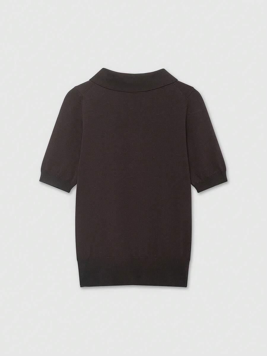 brązowa dzianinowa koszulka polo