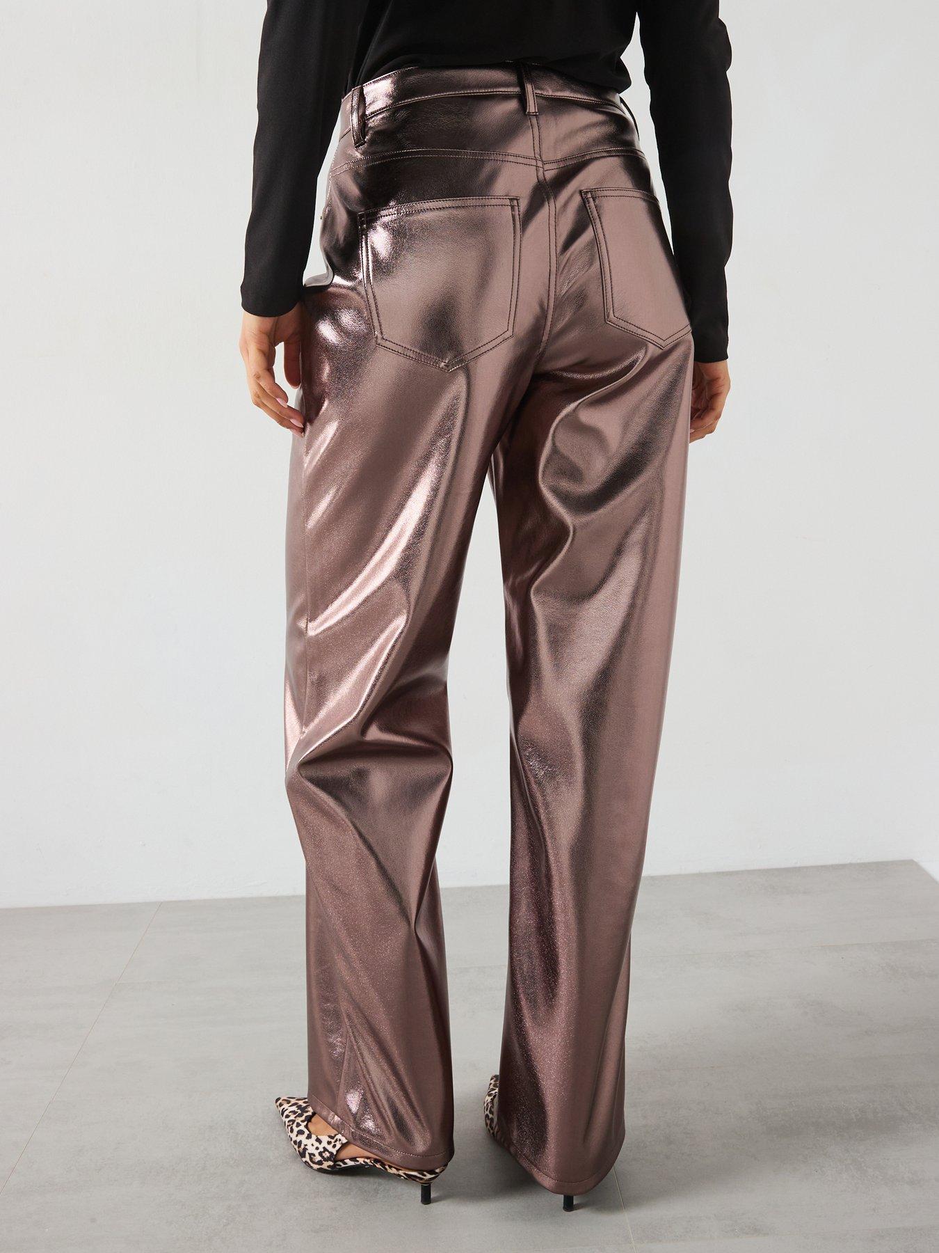 VERO MODA METALICZNE SPODNIE DAMSKIE 