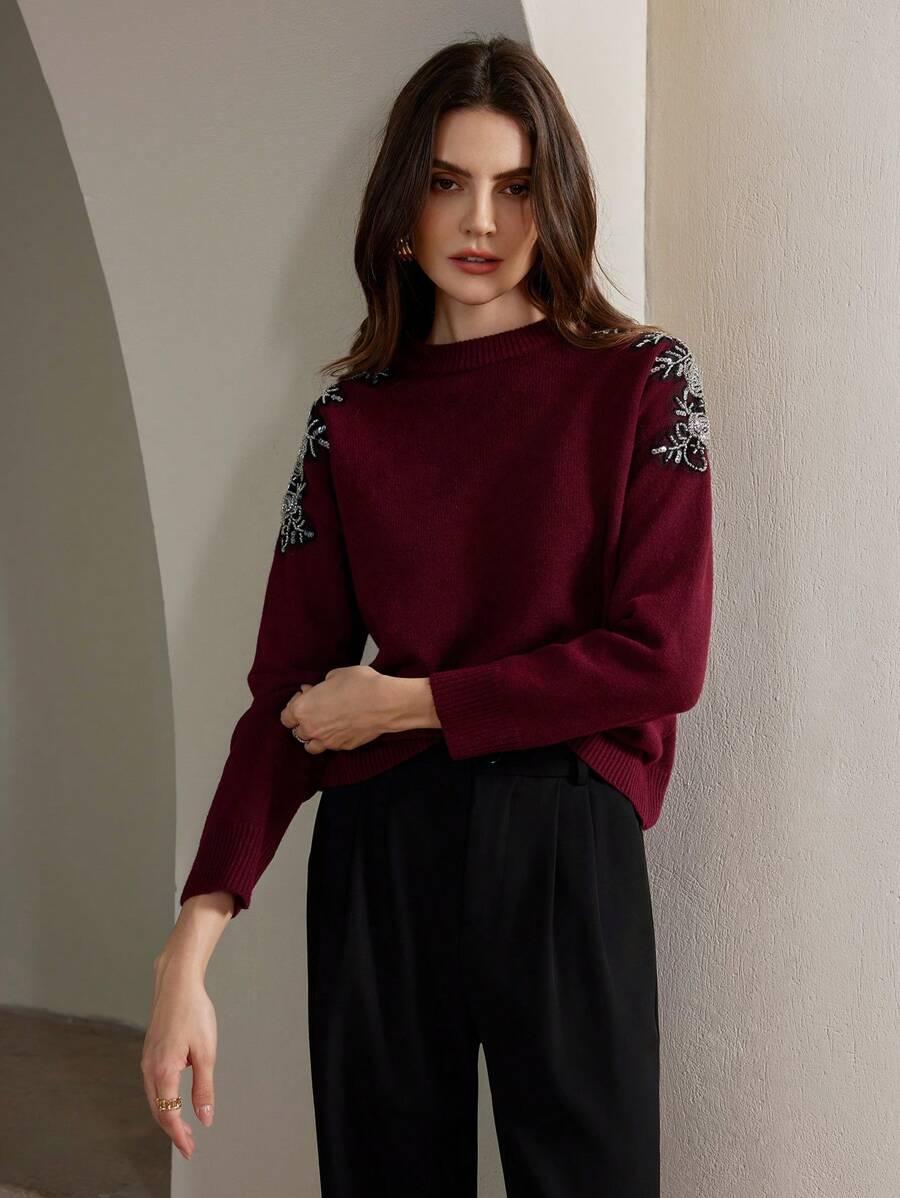 BORDOWY SWETER ZDOBIENIA