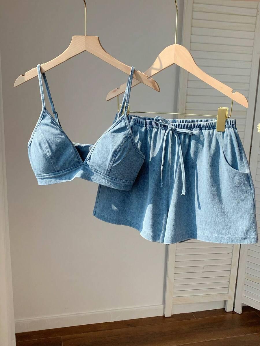 niebieski top jeans