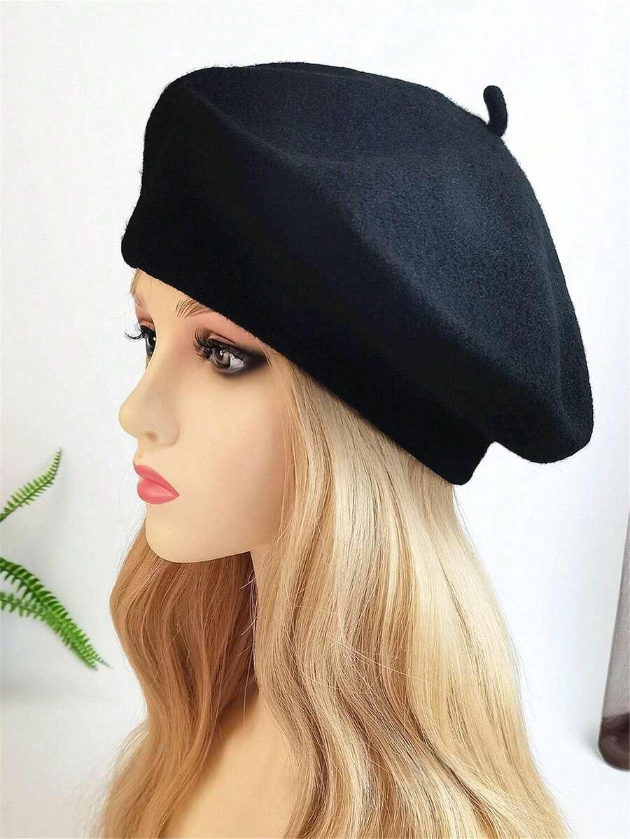 CZARNY WEŁNIANY BERET