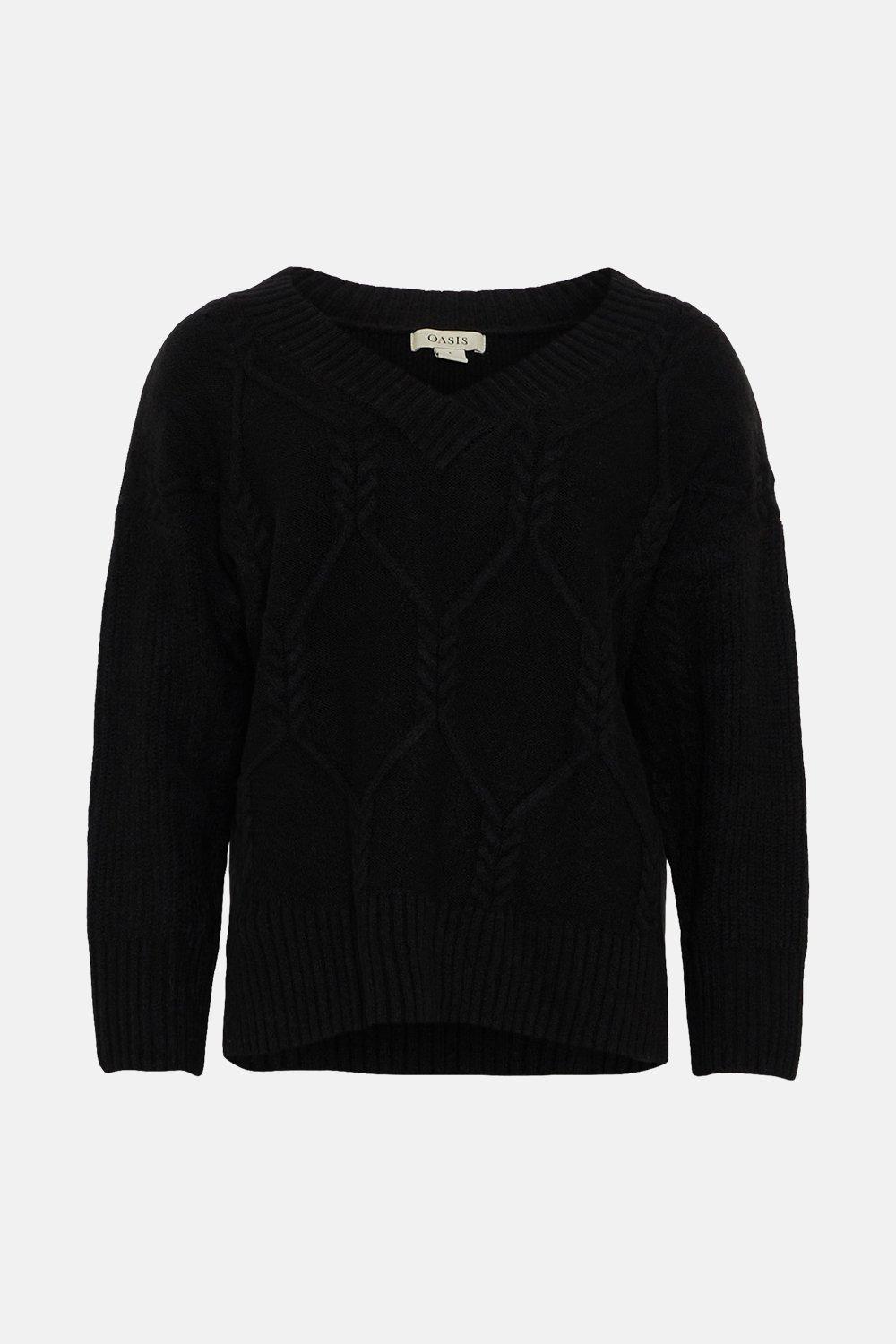 czarny dzianinowy sweter v-neck