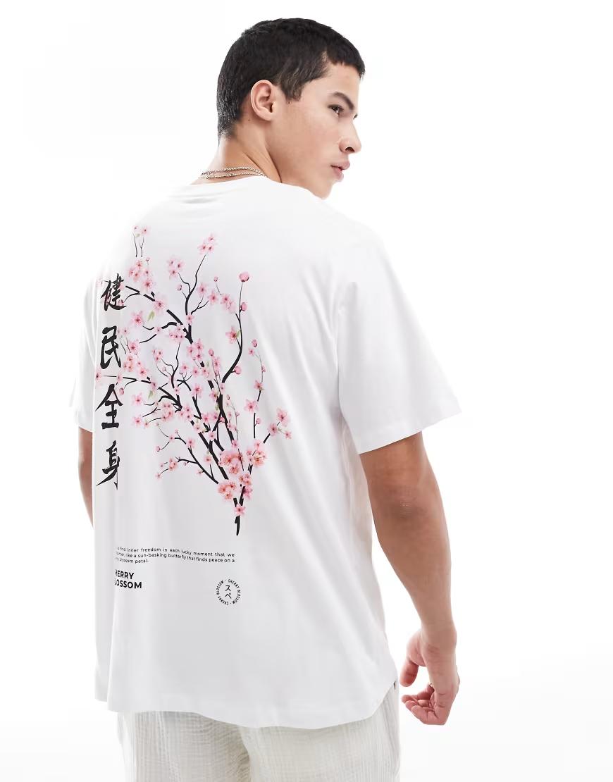 biały bawełniany t-shirt print