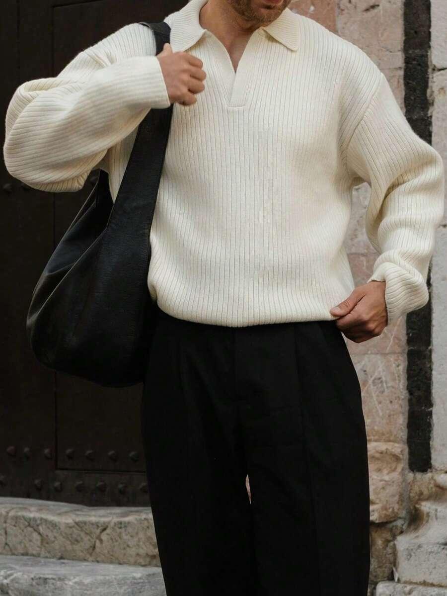 KREMOWY SWETER KOŁNIERZYK 
