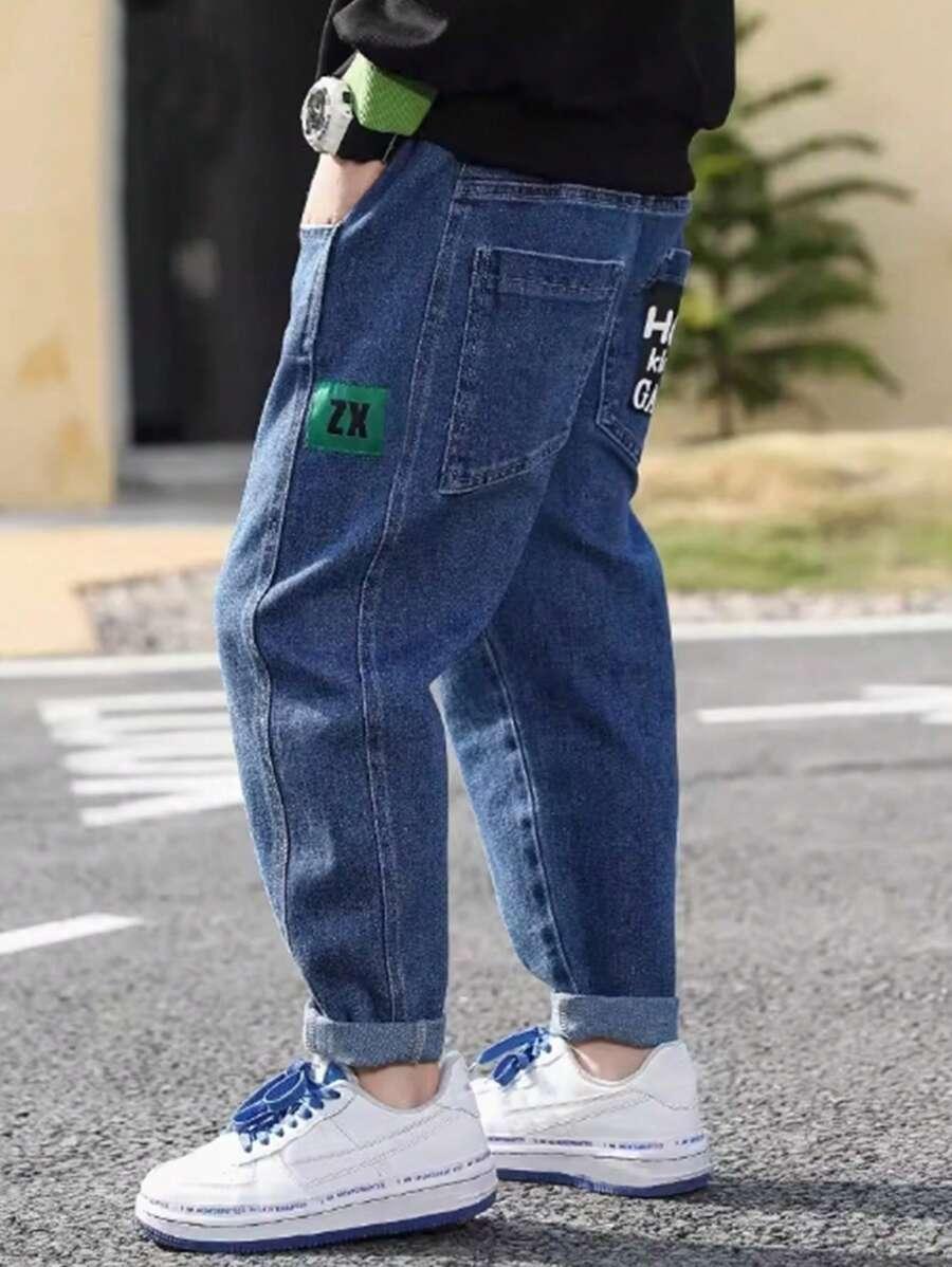 spodnie jeans nadruk