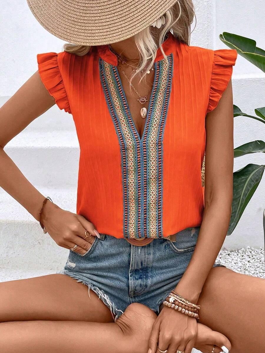 bluzka falbana v-neck