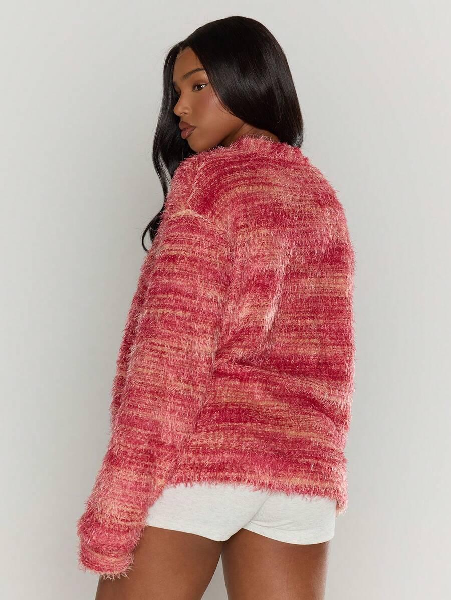 sweter rozpinany wzór paski