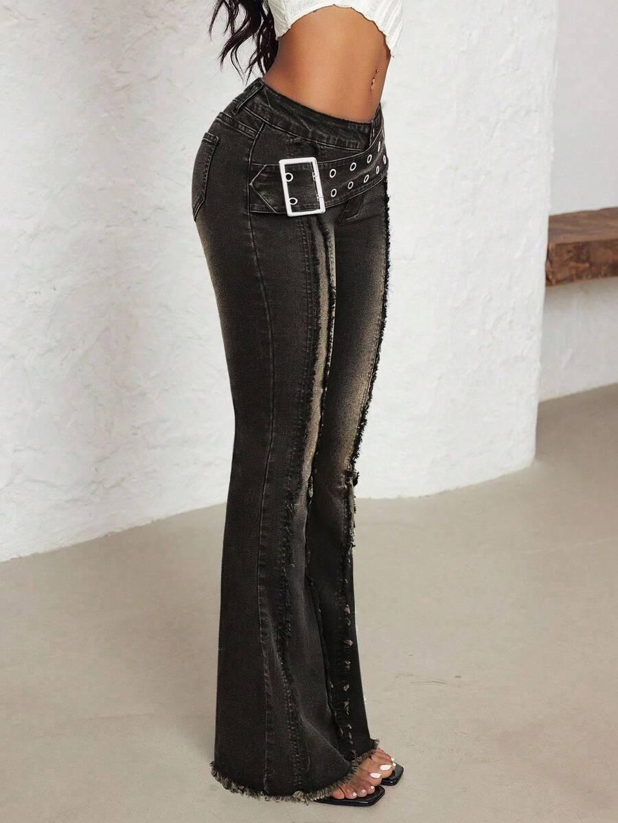 czarne spodnie jeans przetarcia