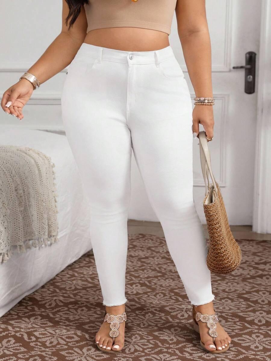 BIAŁE SPODNIE JEANS