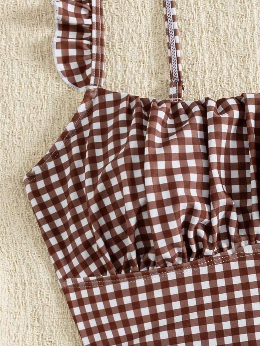 jednoczęściowy strój kąpielowy kratka