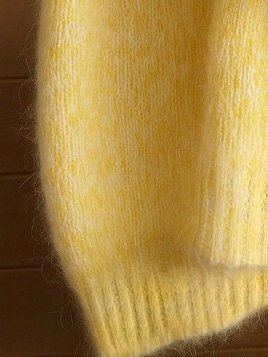 ŻÓŁTY SWETER OKRĄGŁY DEKOLT