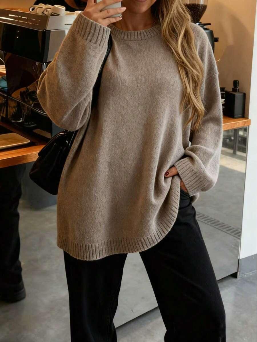 beżowy dzianinowy sweter 